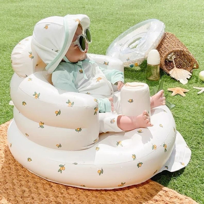 Inflatable Baby Seat Chair with Built-In Air Pump – Ages 6–24 Months