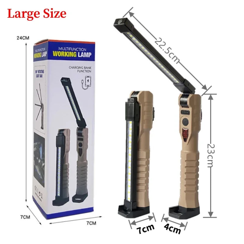 Folding COB LED Work Light – Rechargeable with 7 Lighting Modes