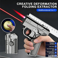 Butane Free-2-in-1 Fidget Spinner Gun Lighter Foldable Transformer Metal Lighter Red Laser Windproof Novelty EDC Gadget