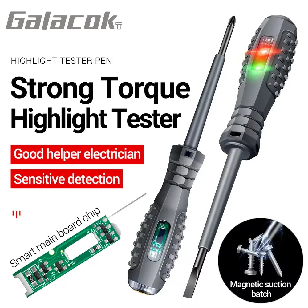 Smart Voltage Tester Screwdriver with LED Indicator – 2-in-1 Electrical Tool