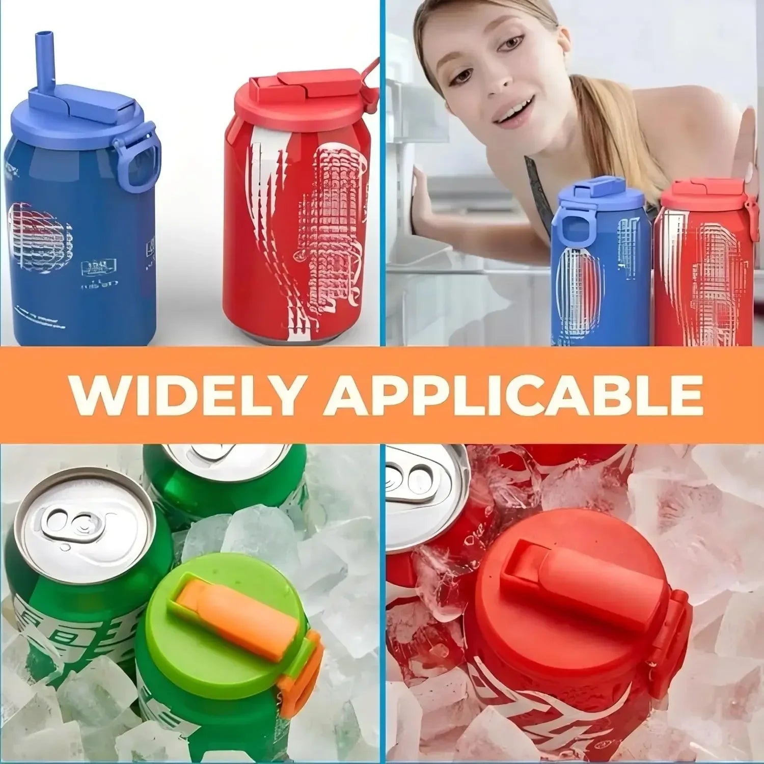 Reusable Silicone Can Lids with Built-In Straw – Standard Can Size
