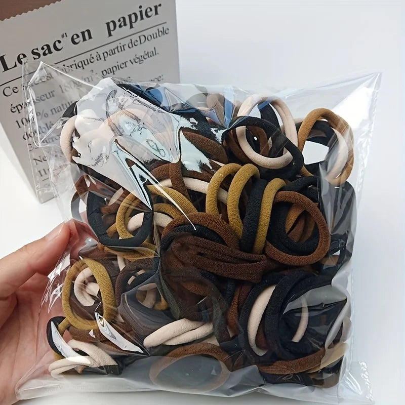 Boho Seamless Elastic Hair Ties – Thick and Gentle, 50 or 100 Pack