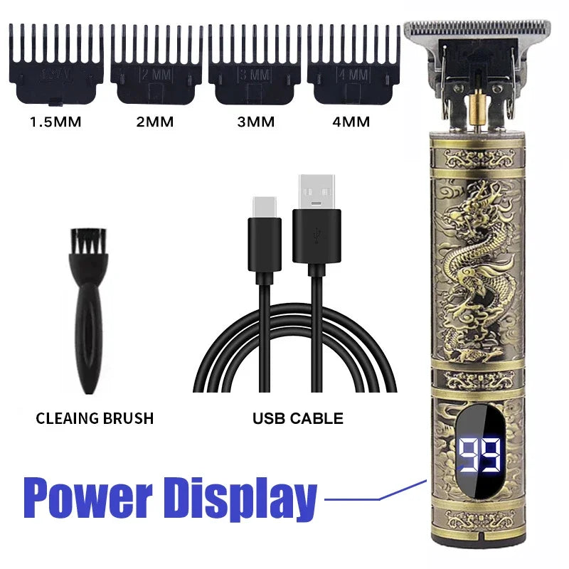 Vintage-Style Cordless Hair Clipper with USB Charging