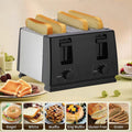Kitchen Toaster 4 Slice Steel Variable Defrost Reheat Extra Wide Slot