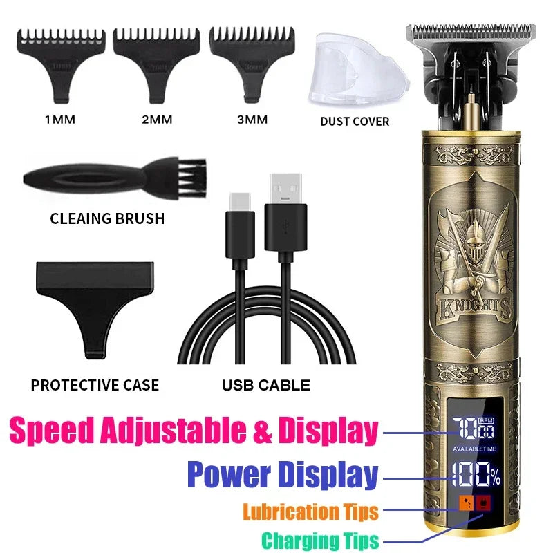 Vintage-Style Cordless Hair Clipper with USB Charging