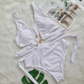High-Waisted Boho Bikini Swimsuit with V-Neck Cut