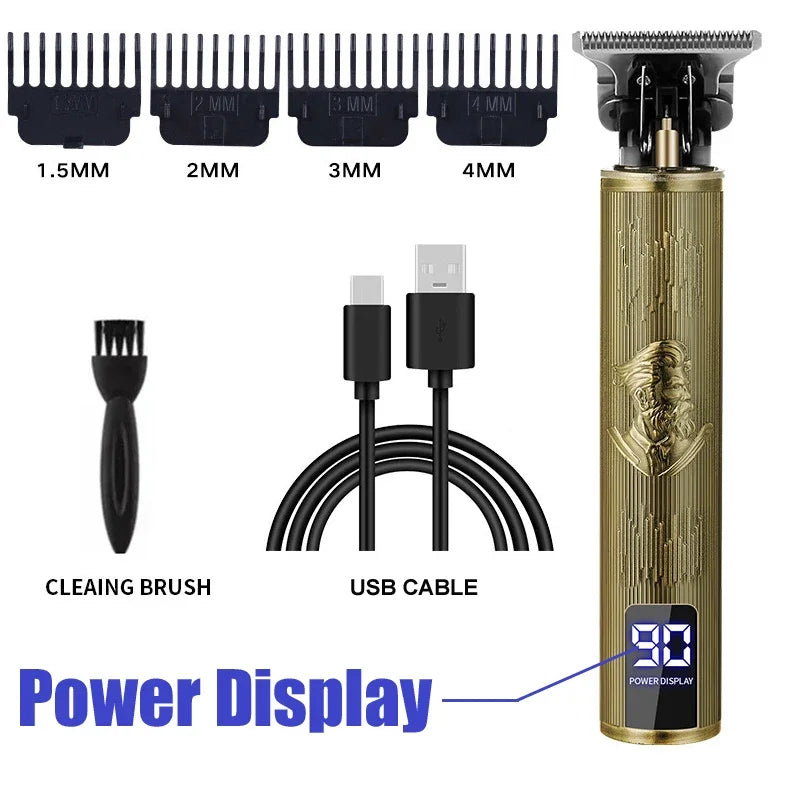 Vintage-Style Cordless Hair Clipper with USB Charging