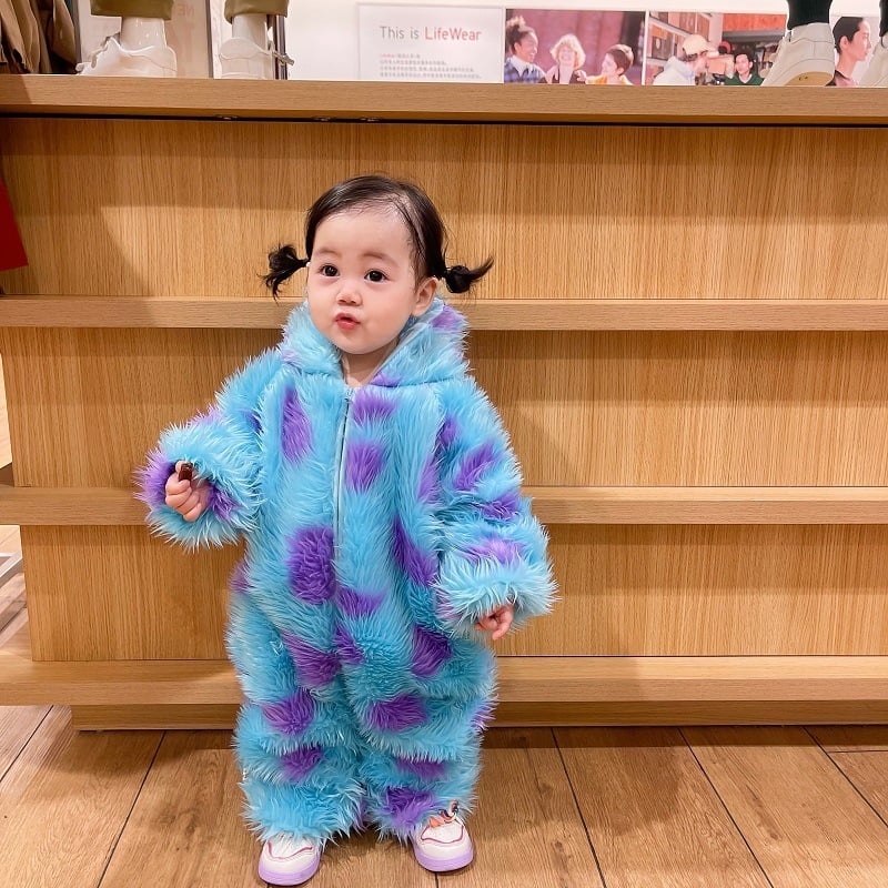 Cozy Hooded Animal Baby Jumpsuit with Front Zipper