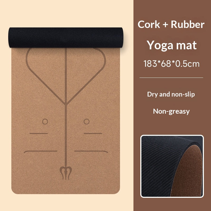 Widen 68cm Cork-Rubber Yoga MatWear-Resistant And Shock-Absorbing
