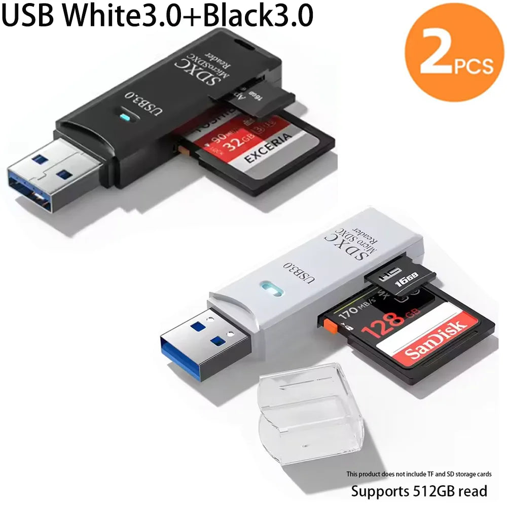 2-in-1 USB 3.0 Card Reader for MicroSD and SD Cards