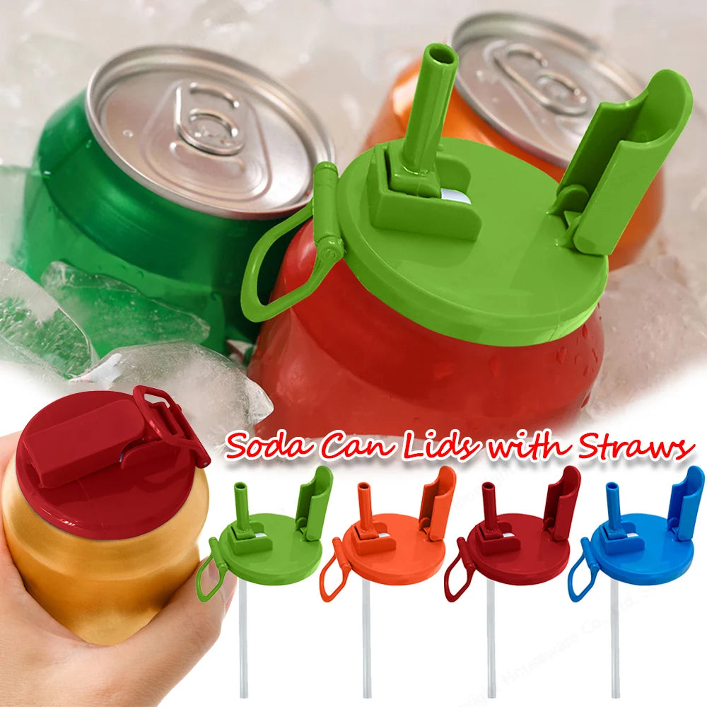 Silicone Soda Can Lids with Built-In Straws – Colorful, Reusable