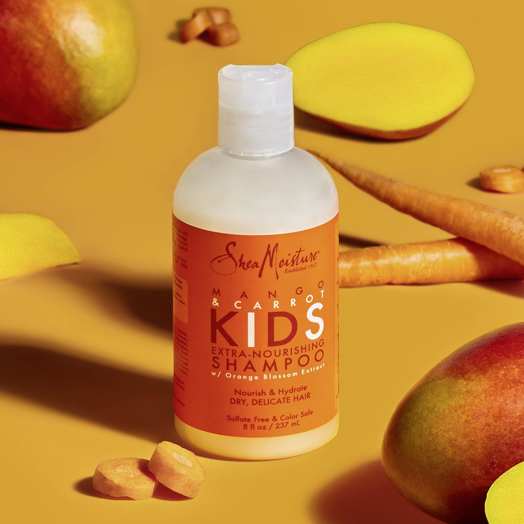 Sheamoisture Kids Shampoo, Extra-Nourishing Mango & Carrot Shampoo with Shea Butter, 8 Oz
